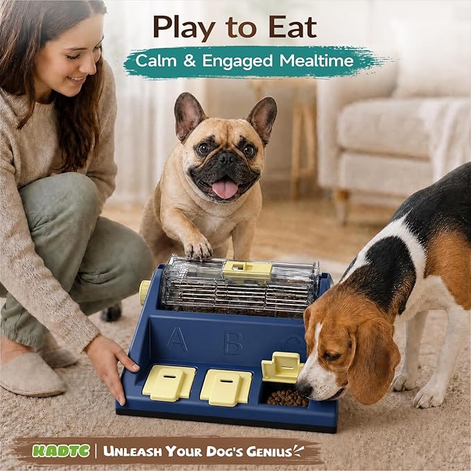KADTC Dog Puzzle Toy, Large Size, 2 Levels of Challenge, Paw-Activated Rolling Treat Dispenser, Slow Feeder & Mental Stimulation for Small/Medium Dogs Enrichment Toys