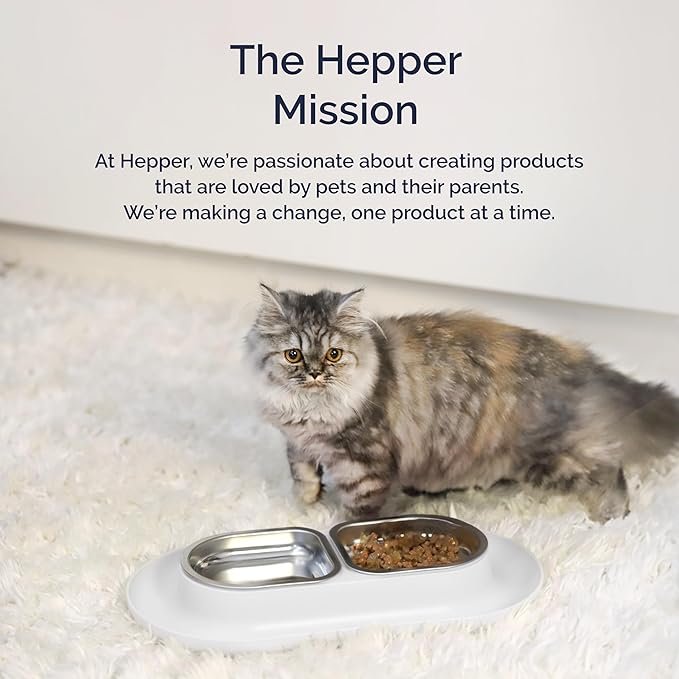 Hepper 360 Cat Feeder, Stainless Steel, Anti-Chew Material, Dishwasher Safe, 2-Pack