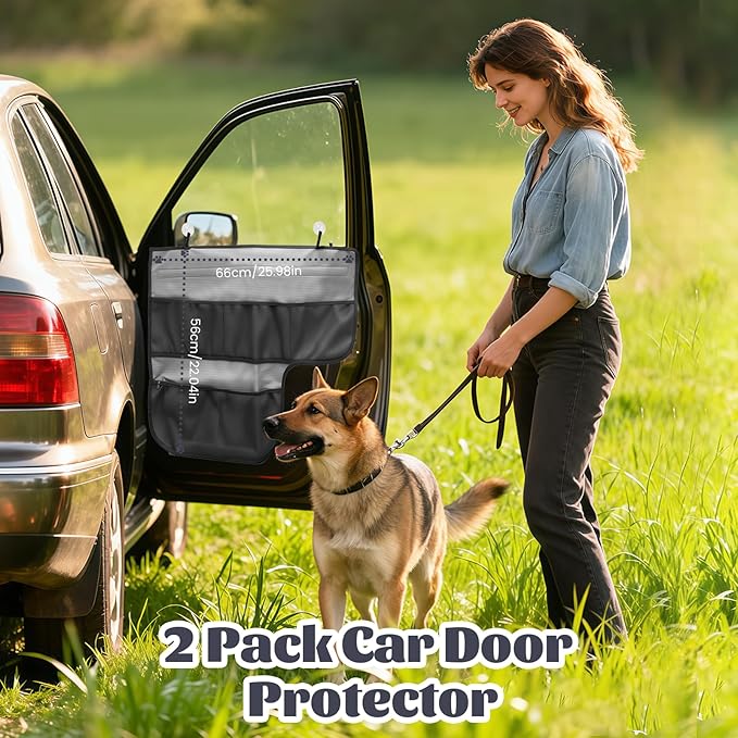 Wokyo 2 PCS Dog Car Door Protector, 25.98" x 22.04" Gray 2-Layer Design Anti-Scratch Interior Pet Vehicle Doors Heavy Duty Scratch Guard Waterproof Car Door Cover for SUV, Trucks