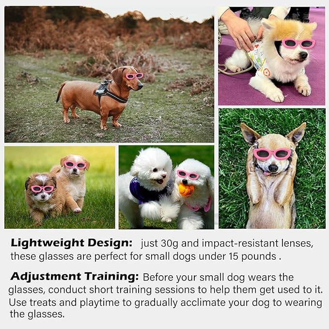 Dog Goggles Small Breed, UV/Wind/Dust/Fog Protection Pet Sunglasses with Adjustable Strap,Outdoor Dog Sunglasses for Small Dogs,Easy Wear