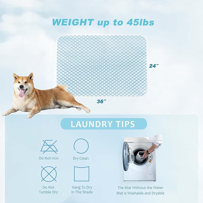 MICROCOSMOS Pet Cooling Mat & Sleeping Pad- Breathable Bubble Surface, EZ Clean. Keep Cooling for Pets, Kids and Adults in Summer.(BlueWhite, 36" x 24")