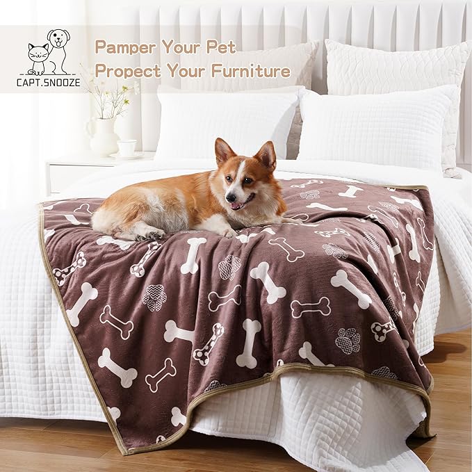 Waterproof Dog Blankets Pet Blanket, 30"x40" Cat Blanket for Indoor Cats, Soft Fluffy Sofa Car Bed Protector, Reversible Sherpa Fleece Puppy Blanket for Small Medium Dogs(Chocolate Brown)