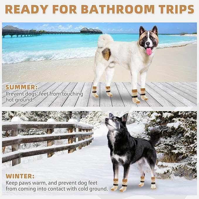 KOOLTAIL Dog Socks for Hot/Cold Pavement to Prevent Licking Paws,Dog Boots&Paw Protector for Hardwood Floors Anti Slip,Traction Control Booties for Small Medium Large Senior Dogs