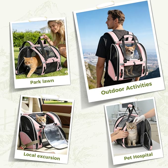 Lekereise Widened Pet Backpack Travel, Wide Pet Carrier Backpack for Cats and Small Dogs up to 18 lbs, Breathable Mesh Backpack Carrier with Sun Shade, Safety Leash, Hand Carry for Travel Vet Car