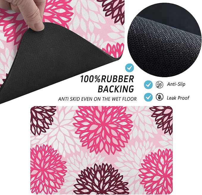 Dog Food Mats for Floors, Absorbent and Quick-Drying Pet Cat Food Mat,Anti-Fouling and Easy-to-Clean Pet Feeding Mat,Dog Bowl Mat for Messy Drinking Water Bowls.17x32, Bohemia Dahlia Floral Style