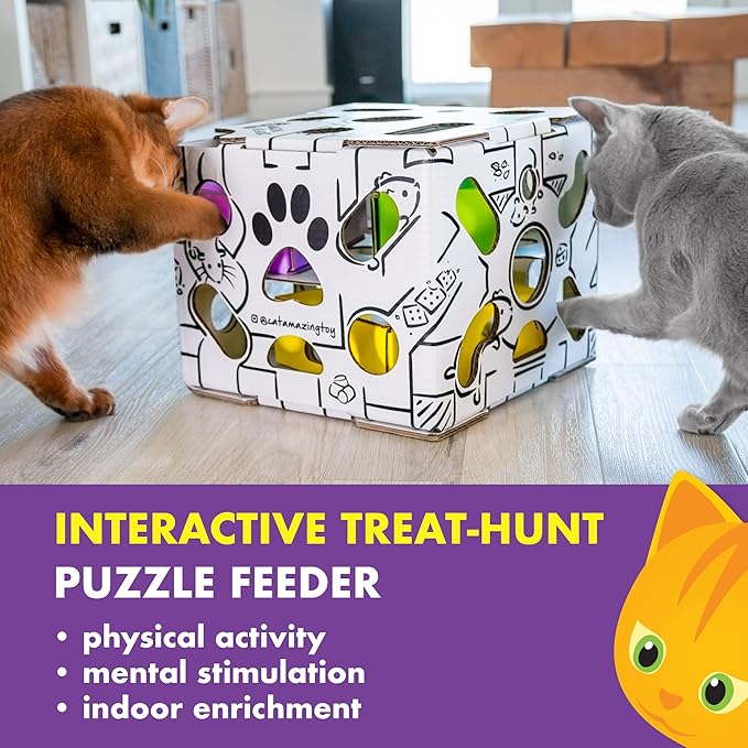 Cat Amazing Sliders β Puzzle Toy for Indoor Cats β Treat Box Interactive Maze β Enrichment Feeder β Best Cat Toy Ever!