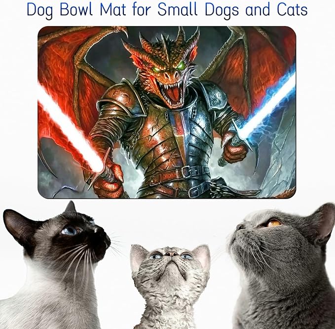 Dog Food Mat, 19.6" x 23.6" Absorbent Pet Feeding Mat for Food and Water, Waterproof Diatom Mud Pet Placemat with Non-Slip Rubber Backing, Easy Clean Cat Bowl Mat for Floors - Officer Long