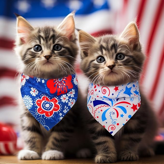 72 Pcs 4th of July Dog Bandanas Patriotic Dog Bandana Bulk Adjustable Washable Pet Triangle Scarf Soft Kerchief Bib for Independence Day Holiday Pet Costume Accessories