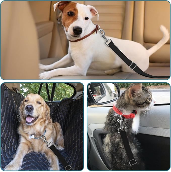 Adjustable pet cat and Dog car seat Belt,The Lanyard is Flexible and Adjustable from 20 to 33 inches(Black)