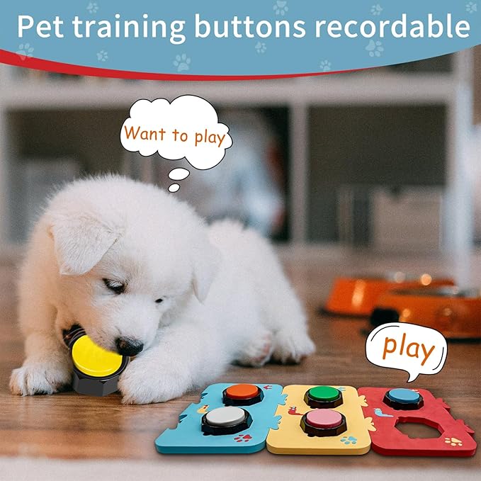 6Pcs Dog and Cat Communication Buttons Set Dog Training Answer Buzzer Talking Buttons for Dogs with Anti Slip Dog Mat for Dogs Pet Cat Training Family(#1)