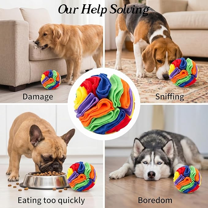 3Pcs Snuffle Ball for Small Dogs Interactive Dog Puzzle Treat Toy with Storage Bag 6 Inch Washable Foraging Balls