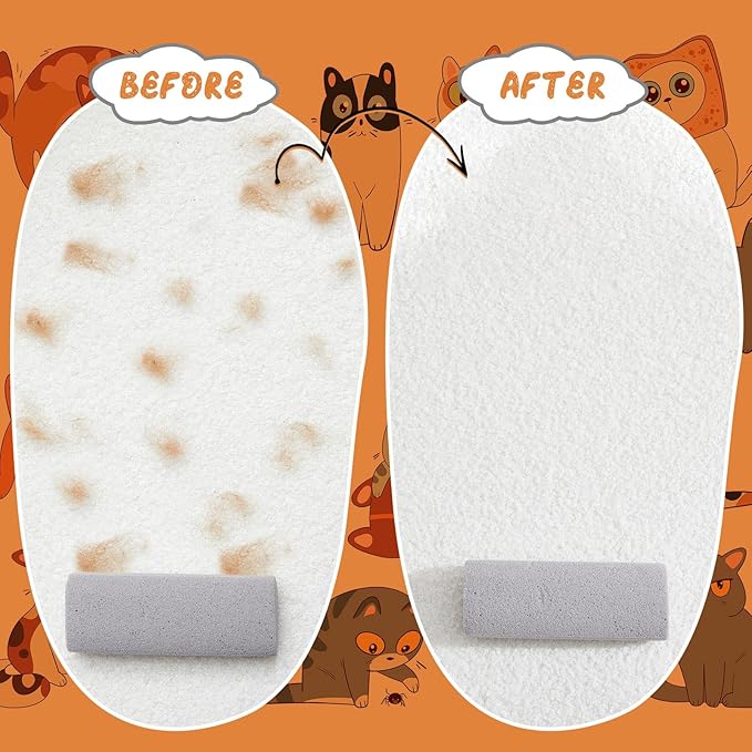 Abbylike 3 Pcs Pet Hair Remover Pumice Stone Reusable Portable Dog Cat Hair Removal Tool Scraper for Carpet,Couch, Bedding, Car Upholstery, Furniture Cleaning (6.1 x 2.56 x 1.4 Inch,Gray)