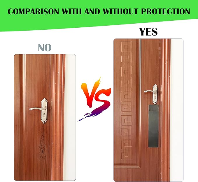 Door Protector from Dog Scratching - Stainless Steel and Anti Scratch Protector for Door, 2 Sizes Stick Pet Scratch Plate, Self-Adhesive Door Scratch Protector Door Frame Protector cat Scratching