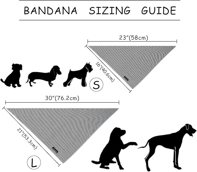 ARING PET Stripe Dog Bandanas, Cute Black White Pet Bandana Scarf Triangle Bib for Small Medium Large Boy Girl Dogs Cats, Puppy Kerchief for Daily Wear Walks Party Photos-L