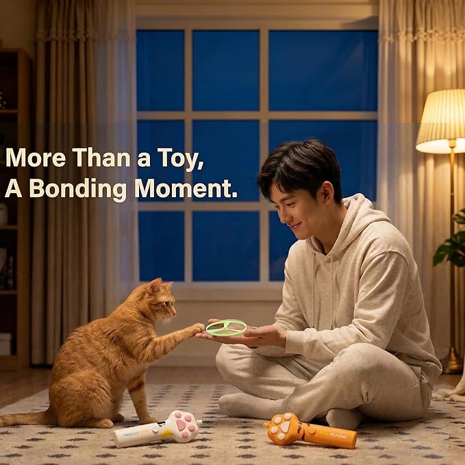 10Pcs Cat Toy Flying Discs, Interactive Cat Fetch Toy for Indoor Cats, Chasing Hunting Training Toys for Kittens & Adult Cats(10Pcs)