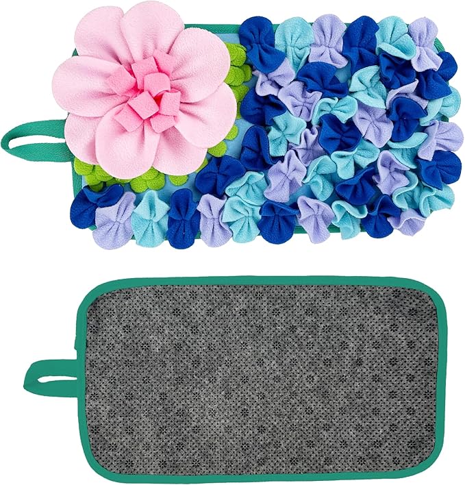 Small Animals Foraging Mat β Cute Rabbit Feeding Mat with Fun Design, Slow Eat Durable Fleece Pad for Rabbits, Hamsters, Guinea Pigs (Blue)