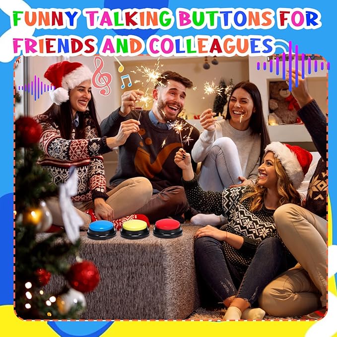 8 Pieces Recordable Answer Buzzers Button Answer Buzzers Game Show Buzzer Recordable Button Classroom Buzzers Perfect for Study Office Home and Pet Buttons Training Toy