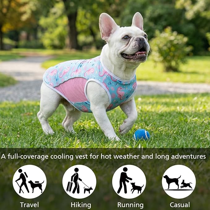 UPF 50+ Sun Protection Dog T-Shirt, 2 Pack Lightweight Sleeveless Dog Vest for Small Medium Dogs Girl – Reflective Strips, Quick-Dry Pet Apparel, Sports Fan Shirt P23ST00513L