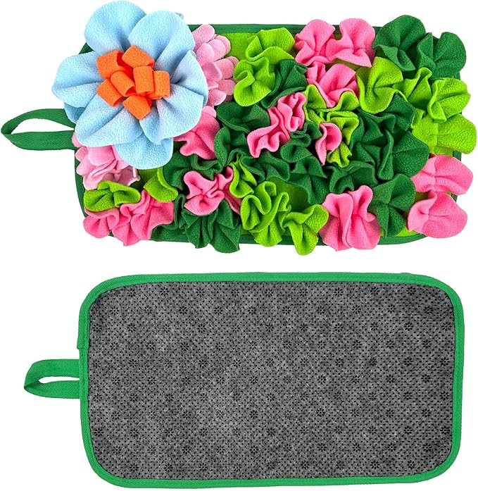 Small Animals Foraging Mat β Cute Rabbit Feeding Mat with Fun Design, Slow Eat Durable Fleece Pad for Rabbits, Hamsters, Guinea Pigs (Green)