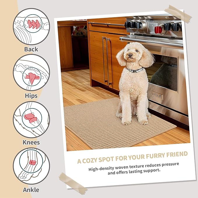 Brakki Bullnose Carpet Stair Treads, Non Slip Landing Mat for Wooden Steps Indoor, Soft Stair Rugs for Pets, Indoor Doormat for Kitchen Bathroom, Washable, 30"x30" 1pc, Beige and Cream