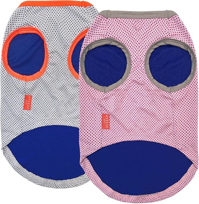 KYEESE 2Pack Dog Cooling Shirt, Breathable Dog Shirt for Small Dogs, Sun Protection Dogs Cooling Vest Tank Top, Lightweight Soft Sleeveless Summer Pet Clothes, Pink+Grey, M