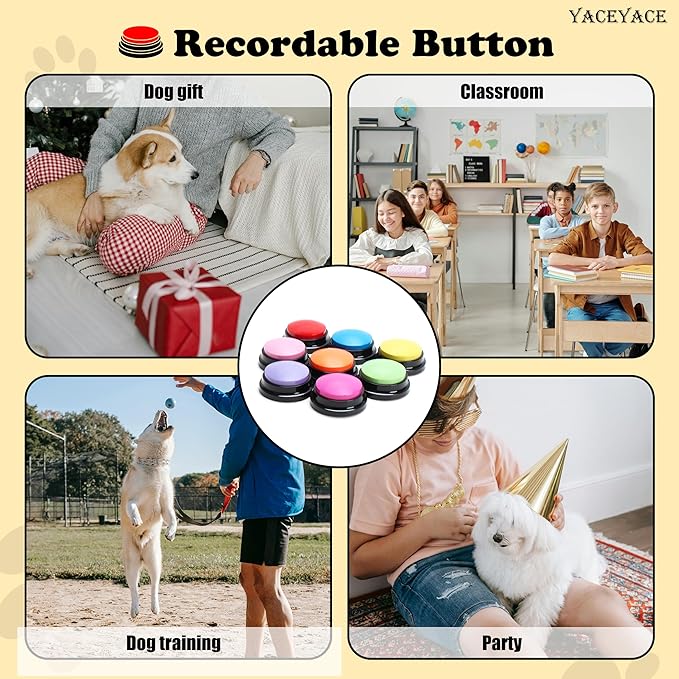 Dog Buttons for Communication, 8Pcs Colorful Talking Buttons for Dogs or Pets, Button for Dogs to Communicate, Pet Training