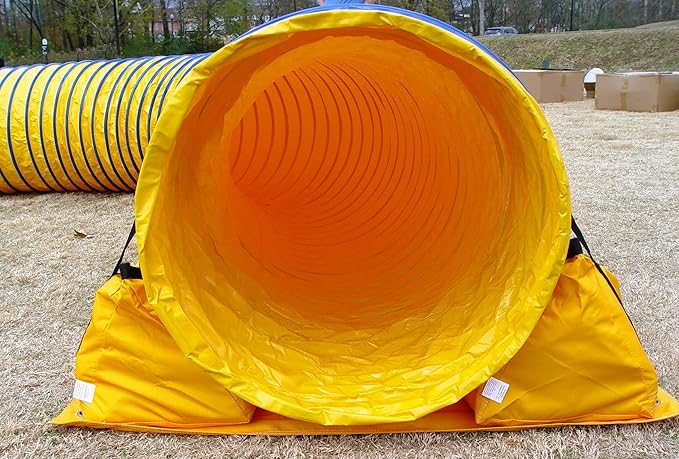 20' Heavy Duty Dog Agility Tunnel with 2 Sets of Tiedown System, Competition & Training, Multiple Colors, 2 Lengths (Yellow)