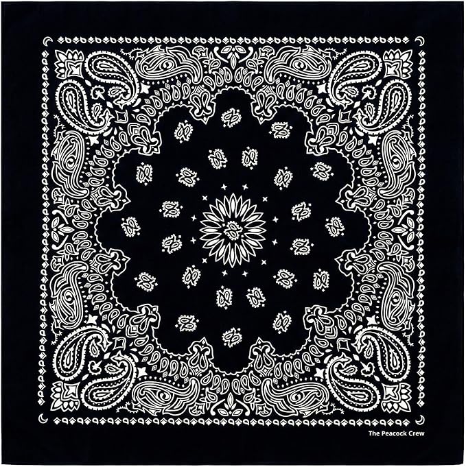 The Peacock Crew Premium Soft Cotton Bandanas Pack for Men and Women Paisley 22 x 22 inches