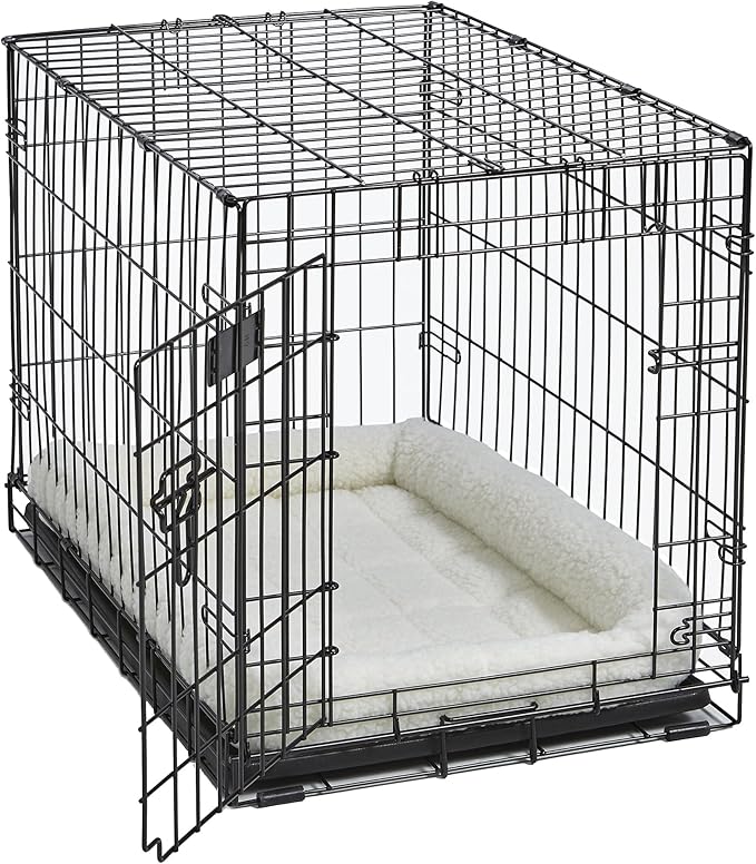 MidWest Homes for Pets QuietTime XS Dog Bed – White Fleece Bolster, Ultra-Soft and Machine Washable, Fits 22-Inch Crates and Carriers, for Small Dogs and Cats