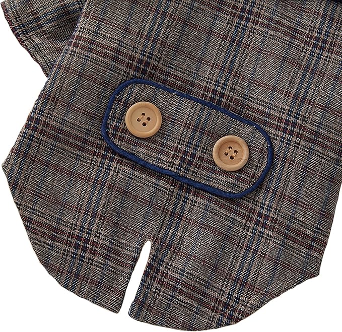 GabeFish Pets Wedding Jackets Suit for Dogs with Bow Tie Puppy Cat Formal Clothes Shirt Tuxedo (Brown, L (Chest 17.3in/44cm))