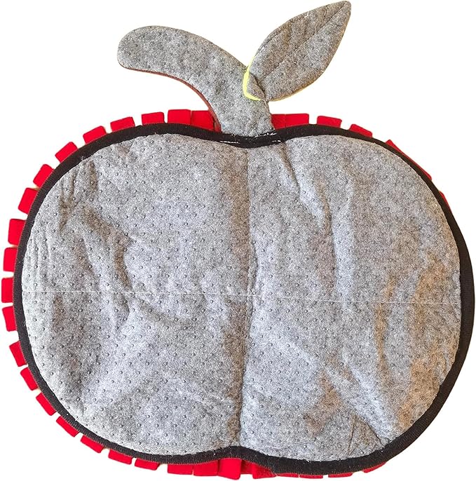 Dog Snuffle Mat Fleece Foraging Fruit Design Mats Small Animals Interactive Feeding Toy Anti Slip Slow Feeder Pet Treat Dispenser for Dogs Rabbits Guinea Pigs (Apple)