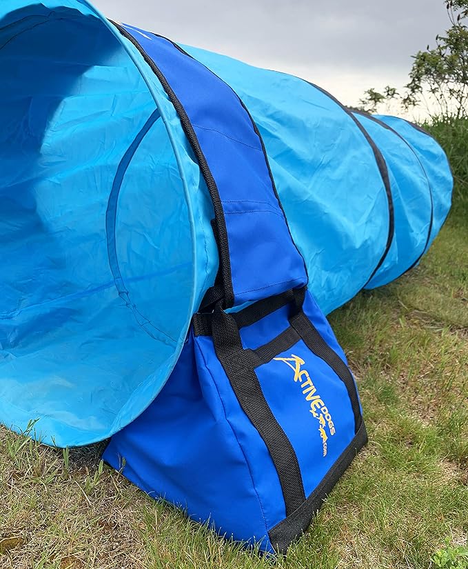 ActiveDogs Agility Tunnel No-Slip Sand Bags - Non-Constricting Saddlebags for Stabilizing Dog Agility Tunnel Equipment Indoor or Outdoor (Sandbag System Only)