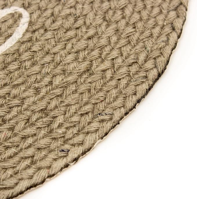 Decorative Dog Feeding Mat/Rug for Bowl Natural Cotton Easy Clean Bark Oval 15" x 23" Gray