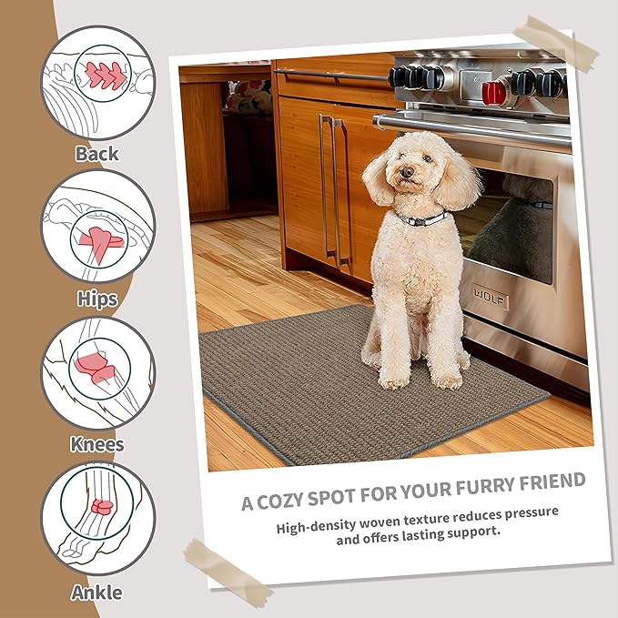 Brakki Bullnose Carpet Stair Treads, Non Slip Landing Mat for Wooden Steps Indoor, Soft Stair Rugs for Pets, Indoor Doormat for Kitchen Bathroom, Washable, 30"x30" 1pc, Grey and Beige