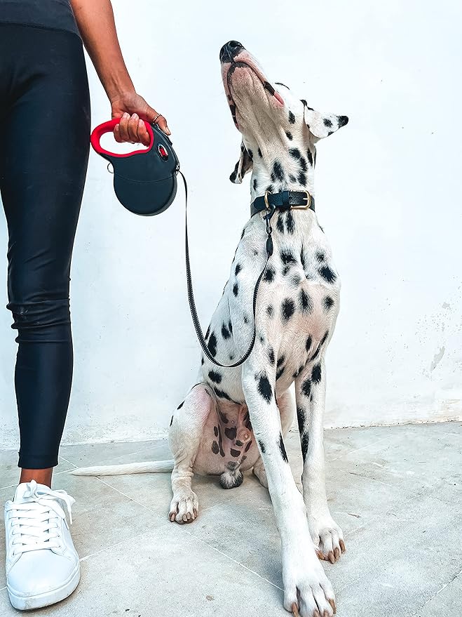 Tuff Pupper Heavy Duty Retractable Dog Leash | 16 ft Dog Leash with Reflective Stitching for Nighttime Safety | One Button Lock and Release | Comfortable Hand Grip | for Dogs Up to 120 lbs