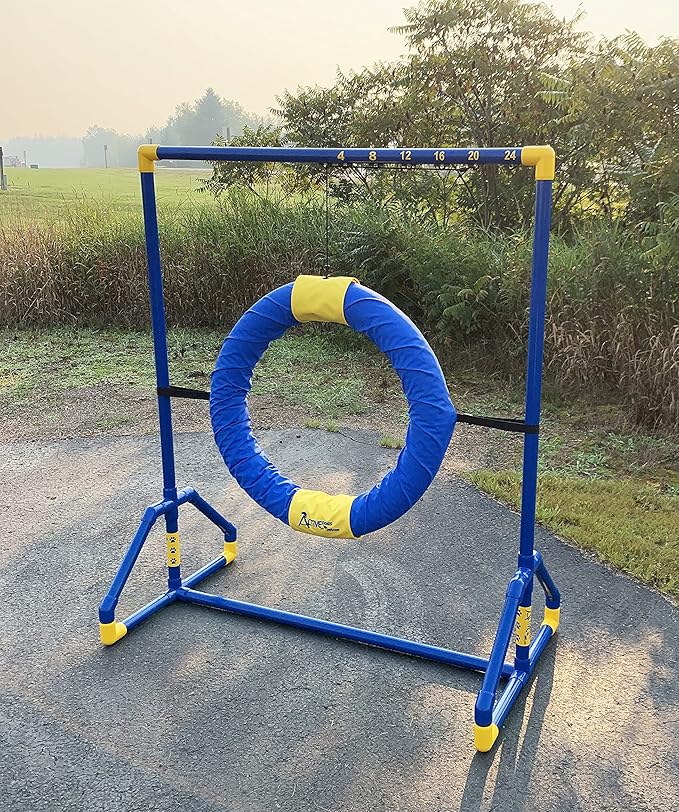 ActiveDogs Endurance Agility Agility Competition Tire Jump PVC Frame for Dog Agility Tunnel Equipment Indoor or Outdoor use (Standard Tire)
