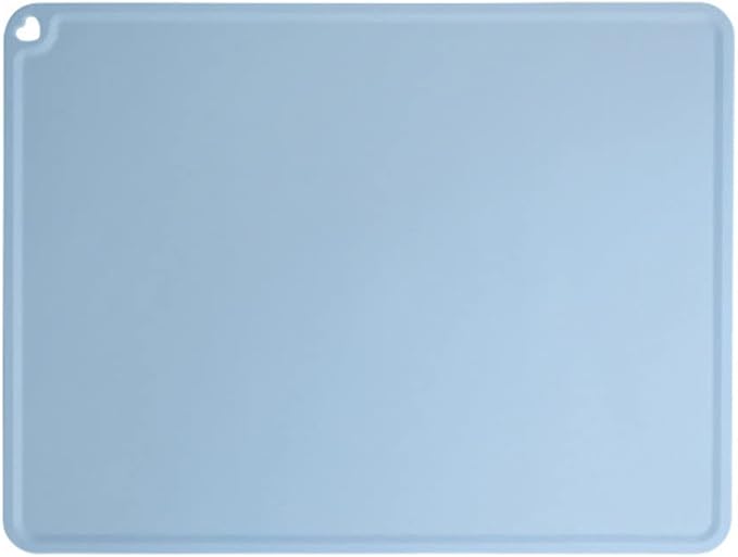 JiangYanus Silicone Pet Feeding Mat for Dog Cat Bowls, Non Slip Waterproof Cat & Dog Bowl Mats Tray with Edges for Food and Water, Pet Bowl Mat Dog Placemats for Floors (16.1 x 12.2 inch, Blue)