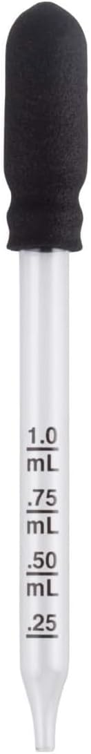 EZY DOSE Kids Straight-Tip Ear and Eye Medicine Dropper For Liquid & Medicine, 1mL Capacity Calibrated Glass, Rubber Bulb, Deliver Correct Dose, Clear, BPA Free