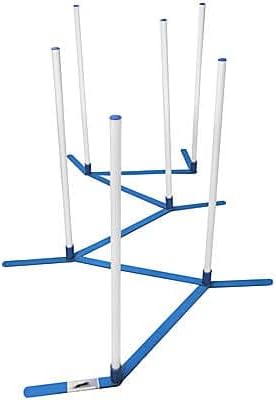 Agility Weave Poles Adjustable 6 Pole Set with Carrying Case and Grass Stakes, Blue/White, 1 Count (Pack of 1)