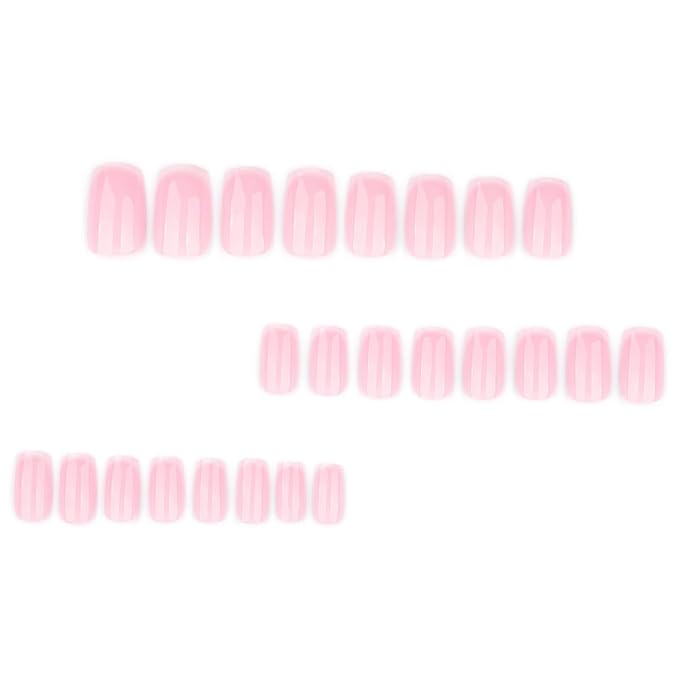 yefiuo Press on Nails Short Square Ombre Pink Fake Nails Press ons Glossy Acrylic False Nails Glue on Nails Reusable Nail Tips Kit Full Cover Stick on Nails Manicure Supplies for Women Girls 24Pcs