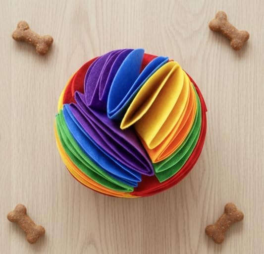 Premium Felt Forager Ball for Dogs – Hide Treats for Interactive Sniffing & Mental Stimulation, Mental Enrichment and Reducing Dog Boredom