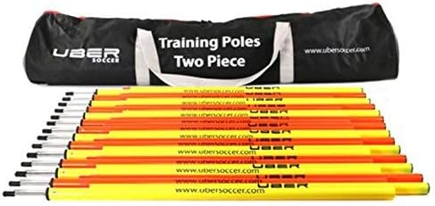 Rugged Soccer Professional Quality Speed and Agility Training Poles - Set of 12 Poles with Carrying Bag