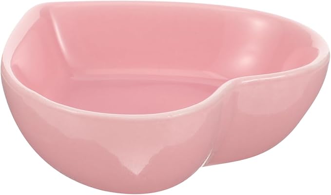 UKCOCO Ceramic Hamster Food Bowl, Pink Heart Shaped Guinea Pig Water Dish, Heavy Tip-Proof Small Animal Feeding Bowl for Rabbit and Chinchilla, Cute Cage Accessories