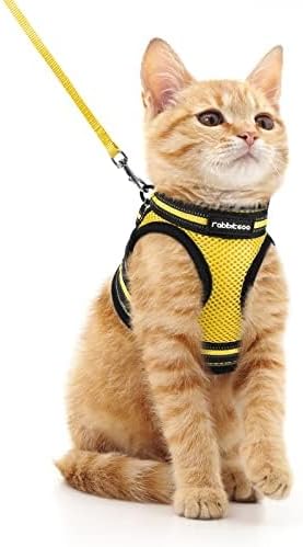rabbitgoo Cat Harness and Leash, Step-in Escape Proof Kitten Harness Set, Soft Comfortable Cat Vest, Easy to Wear and Adjust, Reflective for Safe Outdoor Walking, Bright Yellow, Medium
