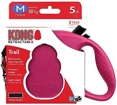 Alcott Kong Retractable Trail, Medium, Fuschia, 16' Long