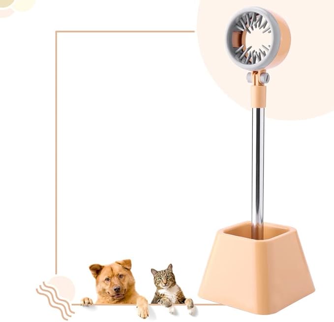 Hair Dryer Stand, Hands Free 180 Degree Rotation Foldable Hair Dryer Holder Stand, Floor Stand Blow Hair Dryer Holder for Bathroom, Vanity, Makeup Room, for Pets and Women(Beige with Carton Packaging)