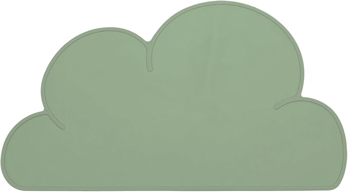 Silicone Pet Feeding Mat, Waterproof Dog Cat Food Bowl Placemat Tray Anti-Slip with Raised Edge Foldable Heat-Resistant (Olive Green, Cloud Shape), Intended for Cat Dog Water Bowl