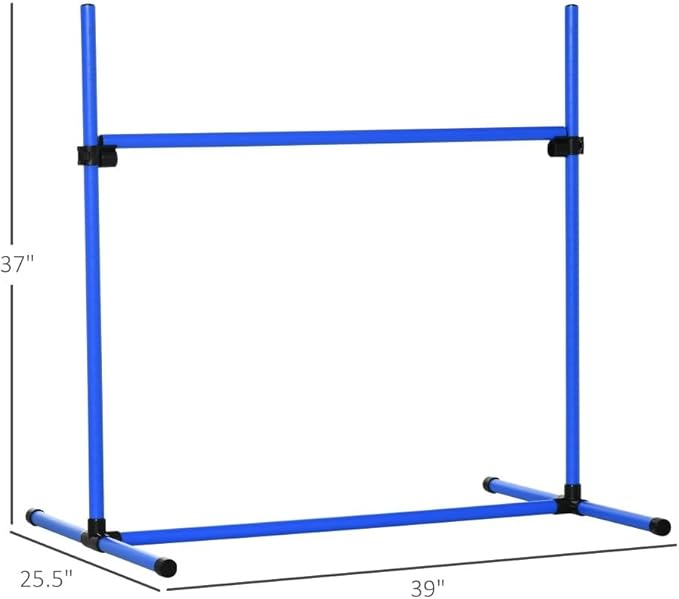 anwickjeff 4 Piece Dog Agility Training Equipment with Adjustable Height Jump Bars, Included Carry Bag, & Displacing Top Bar, Obstacle Course for Dogs Backyard Exercise Competitive (Blue, 4 Piece)