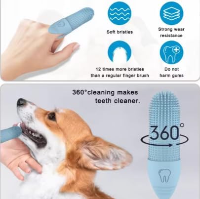 Lickable Soft Silicone Finger Toothbrush for Dogs & Cats - 3-Pack Multi-Color Set - Gentle Gum Care & Dental Hygiene - Food-Grade Safe Material