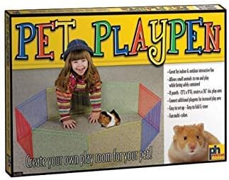 Prevue Pet Products Multi-Color Small Pet Playpen - Animal Pen for Rabbits, Guinea Pigs, Hamsters, Tortoises, Bunny Enclosure, Easy to Assemble, Indoor & Outdoor